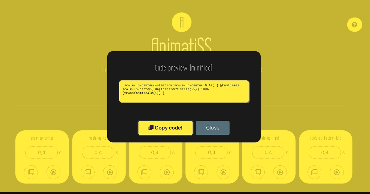 скопировать код анимации CSS