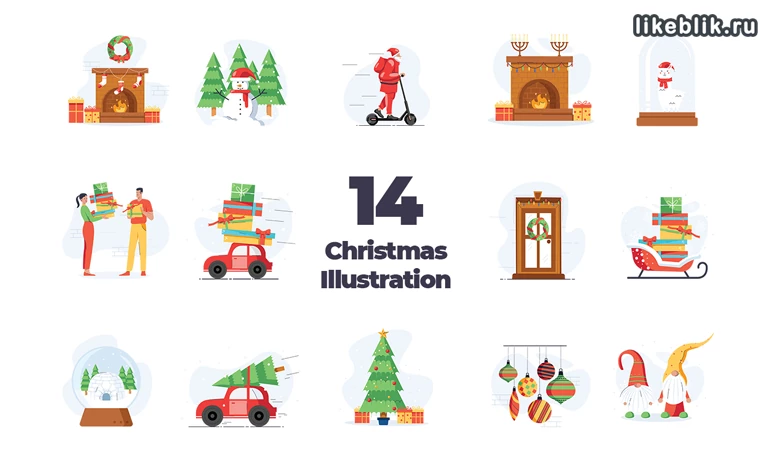14 Рождественских иконок - иллюстраций
