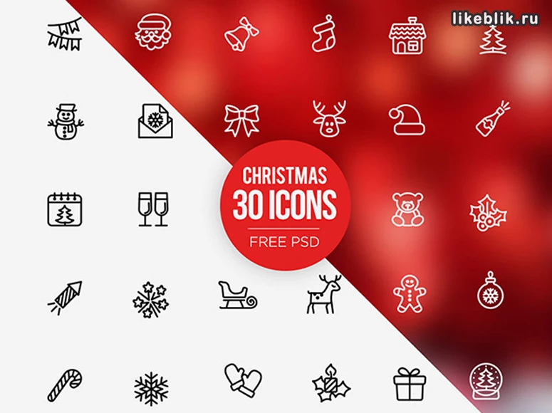 30 тонких рождественских иконок