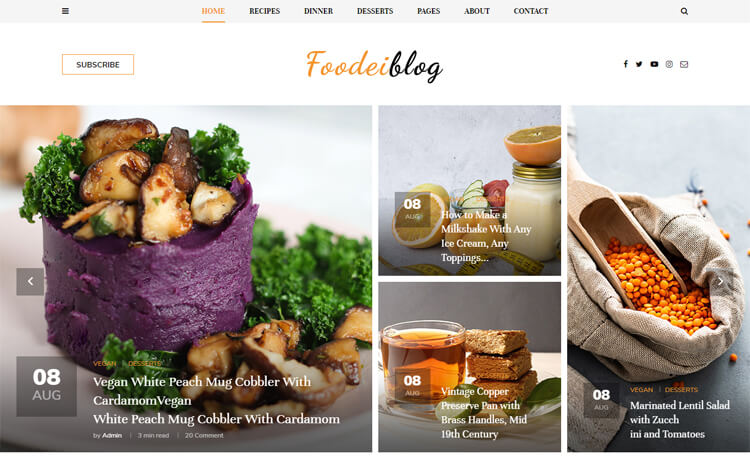 FoodieBlog - Html шаблон для блога о еде и рецептах